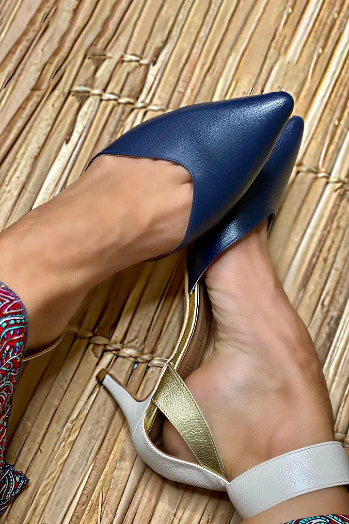 Bicolore slingback with elegant heel