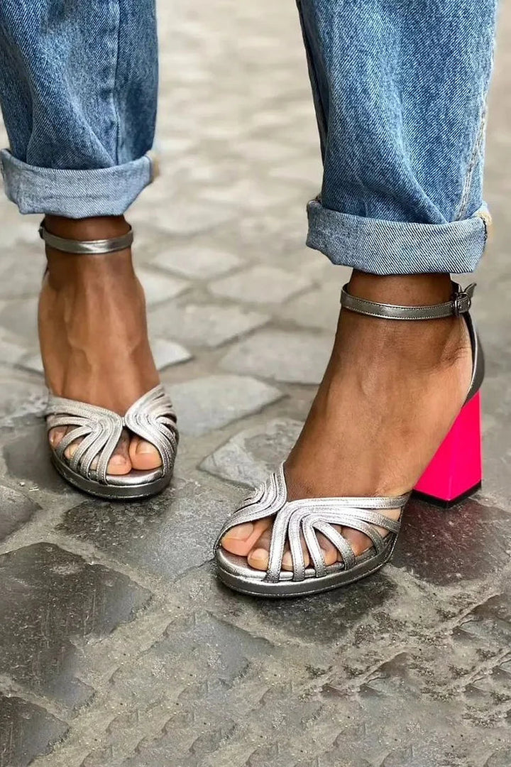 Bicolored heel sandals