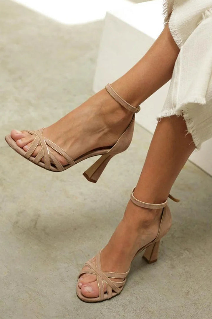 Cross-strap heel sandal