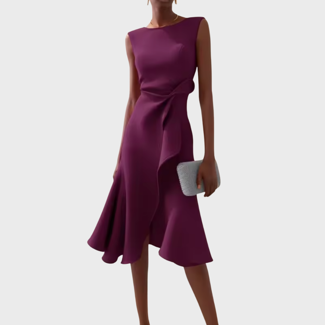 Sheila™ | Draped Asymmetric Midi Dress