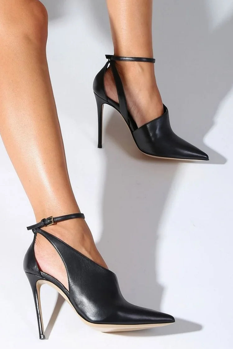 Pointed toe with ankle strap