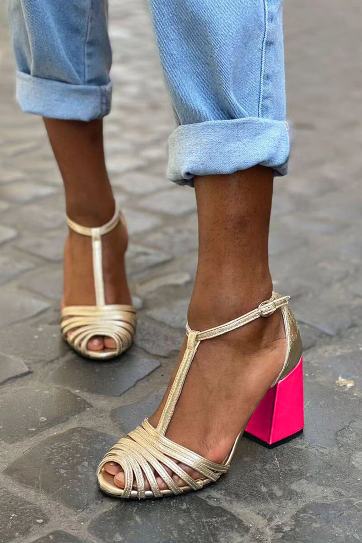 Elegant sandals with t-bar