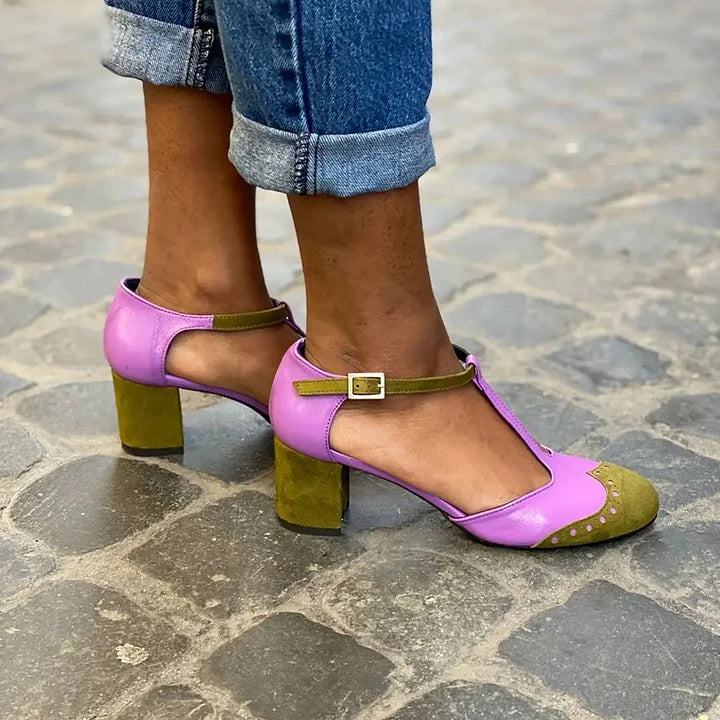 Closed sandal with t-bar strap