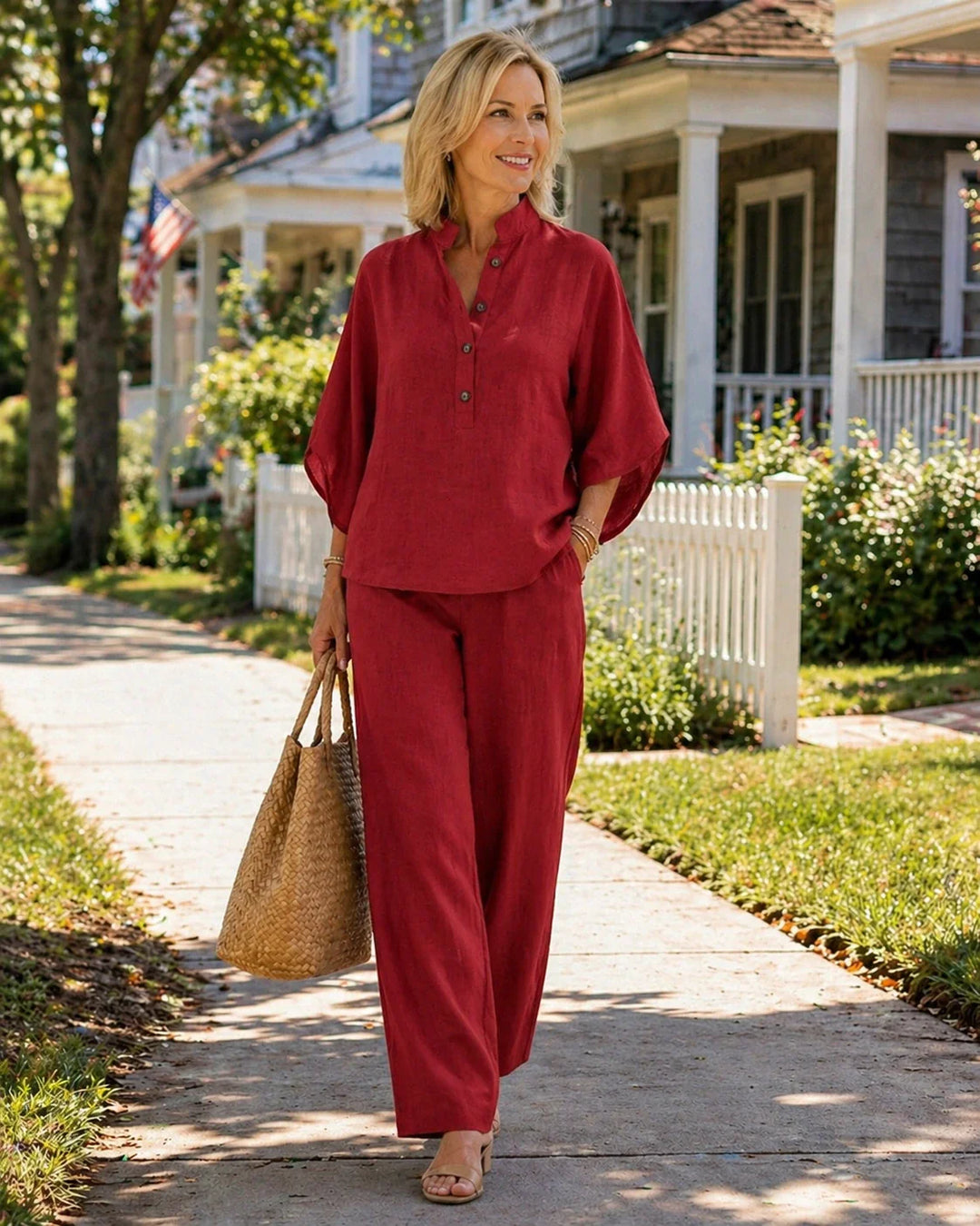 Mariel | Complete set with batwing sleeves and wide pants