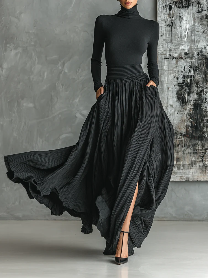 Eva™ - Chic Pleated Skirt Ensemble