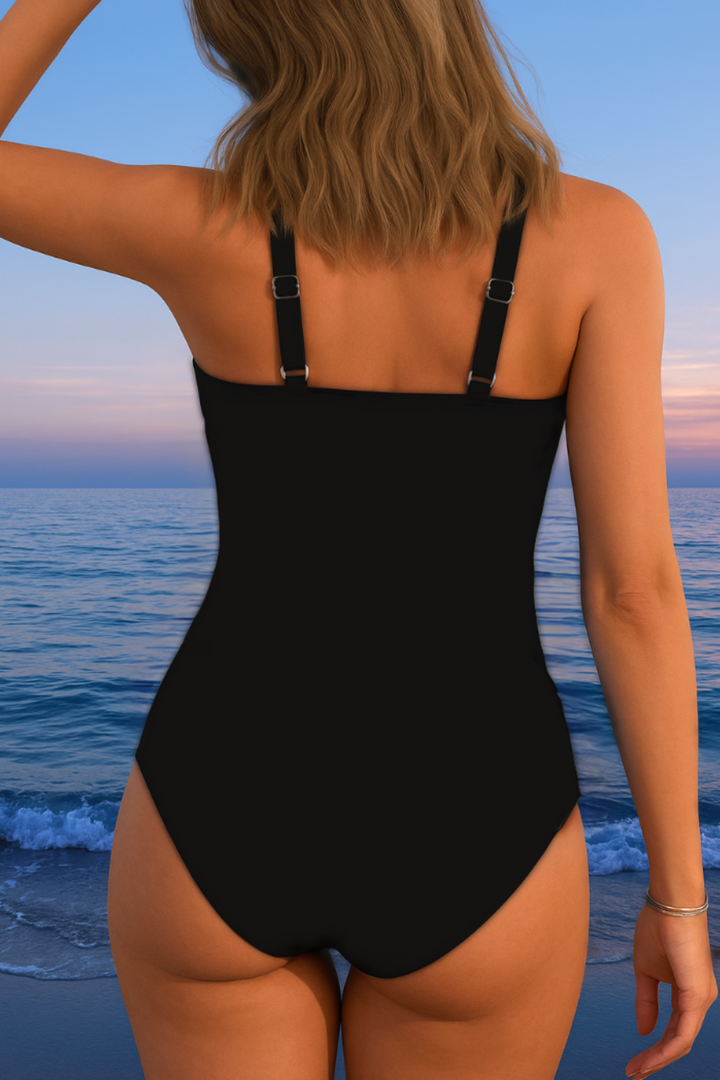 Luxurious wrap-around swimsuit with a colorful print