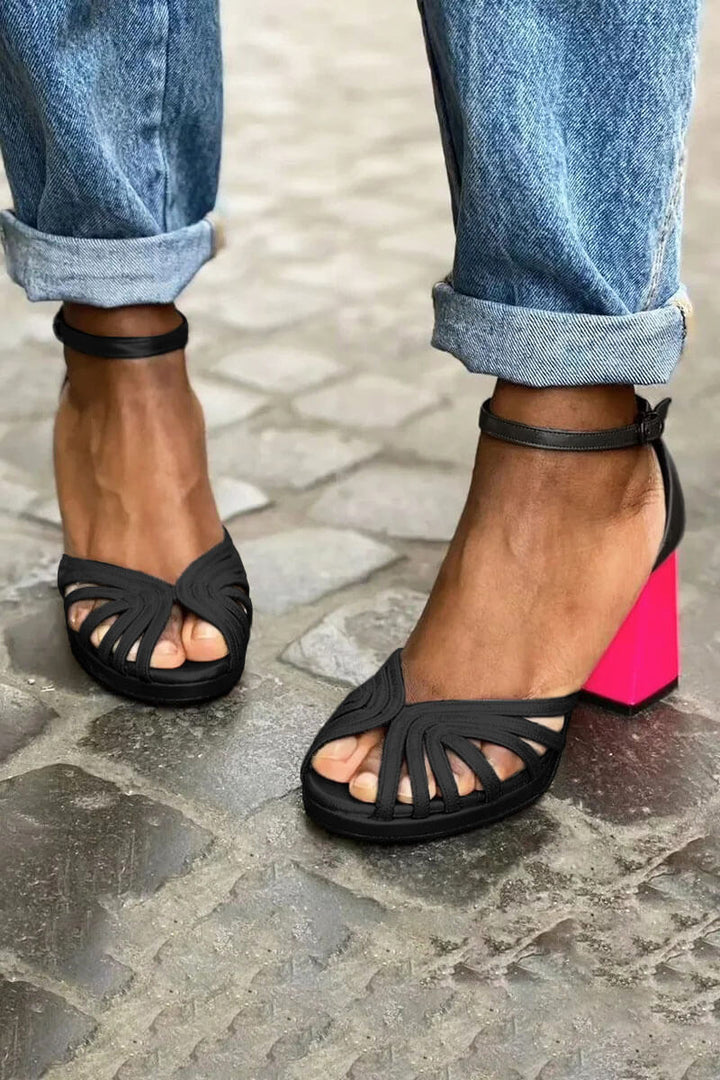 Bicolored heel sandals