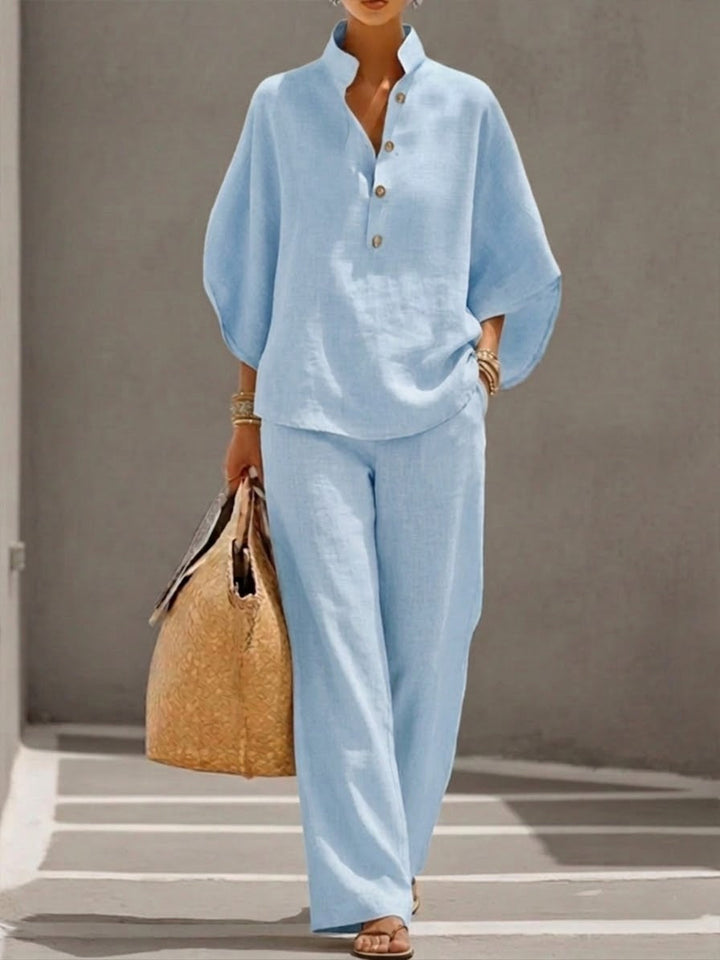 Mariel | Complete set with batwing sleeves and wide pants